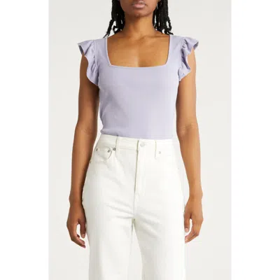 Melrose And Market Ruffle Sleeve Square Neck Top In Purple Languid