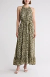 Melrose And Market Ruffle Tie Waist Maxi Halter Sundress