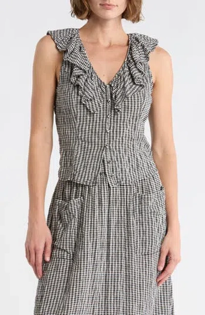 Melrose And Market Ruffle V-neck Sleeveless Top In Black