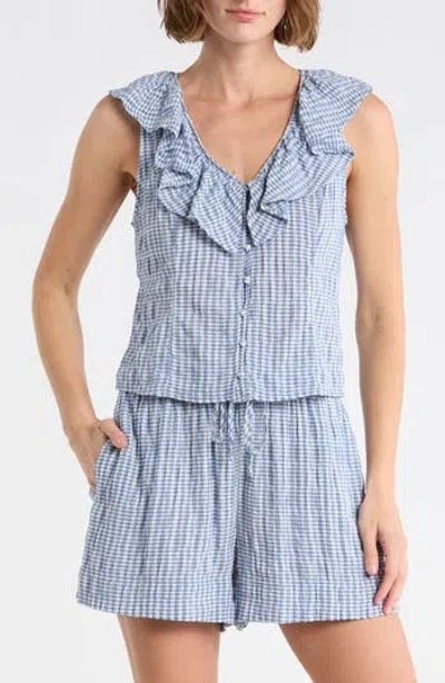 Melrose And Market Ruffle V-neck Sleeveless Top In Blue