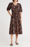Melrose And Market Ruffle Yoke Midi Dress In Multi