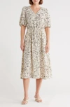 Melrose And Market Ruffle Yoke Midi Dress In Neutral