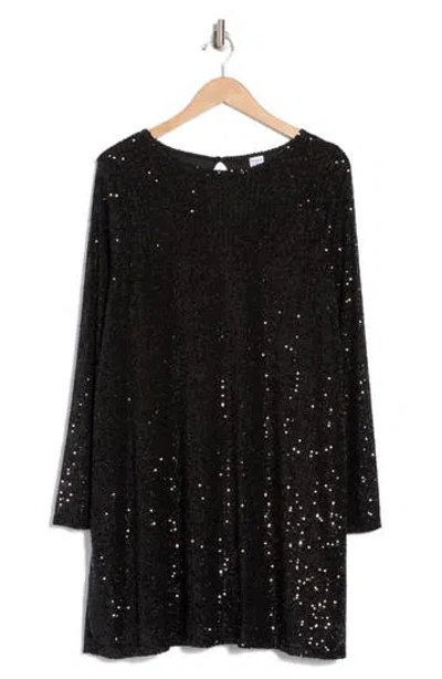 Melrose And Market Sequin Long Sleeve Minidress In Black