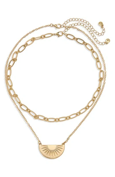 Melrose And Market Set Of 2 Half Crescent Chain Necklaces In Gold