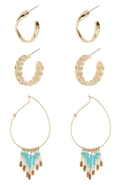 Melrose And Market Set Of 3 Assorted Hoop Earrings In Gold