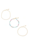 MELROSE AND MARKET SET OF 3 DAINTY BEADED ANKLETS