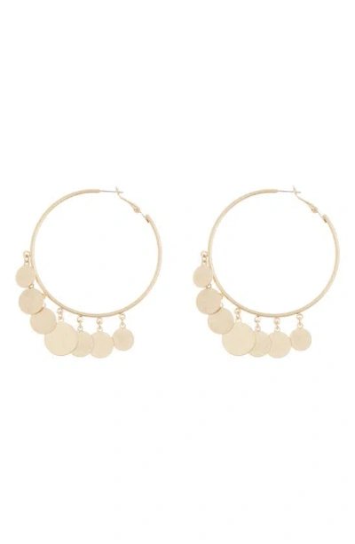 Melrose And Market Shakey Coin Charm Hoop Earrings In Gold