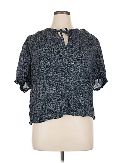 Pre-owned Melrose And Market Short Sleeve Blouse In Blue