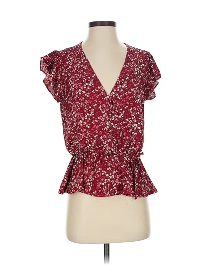 Pre-owned Melrose And Market Short Sleeve Blouse In Burgundy