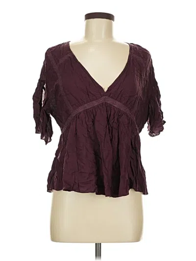 Pre-owned Melrose And Market Short Sleeve Blouse In Burgundy