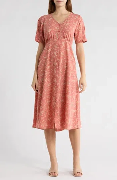 Melrose And Market Short Sleeve Button Front Dress In Pink