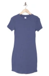Melrose And Market Short Sleeve Crewneck Mini Dress In Blue Indigo