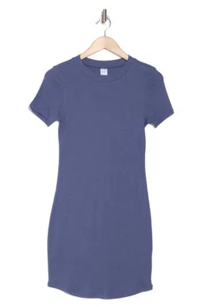 Melrose And Market Short Sleeve Crewneck Mini Dress In Blue Indigo