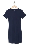Melrose And Market Short Sleeve Crewneck Mini Dress In Navy Blazer