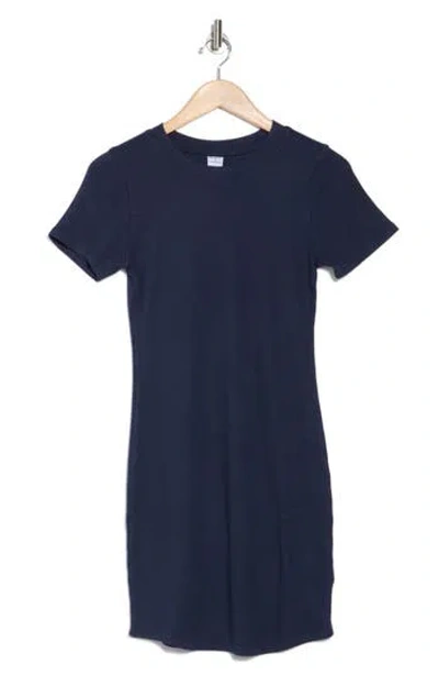 Melrose And Market Short Sleeve Crewneck Mini Dress In Navy Blazer