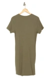 Melrose And Market Short Sleeve Crewneck Mini Dress In Olive Kalamata