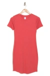 Melrose And Market Short Sleeve Crewneck Mini Dress In Red Cranberry