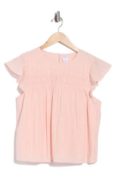 Melrose And Market Short Sleeve Dobby Woven Top In Pink