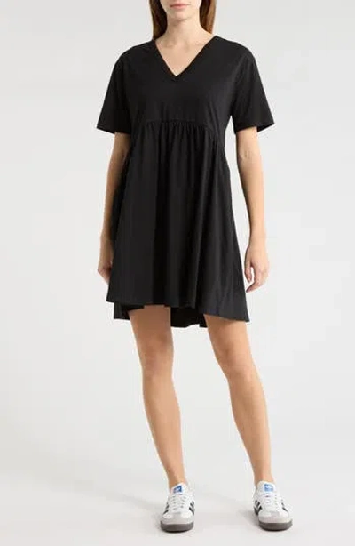 Melrose And Market Short Sleeve Knit Swing Dress In Black