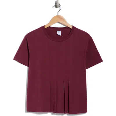 Melrose And Market Short Sleeve Pleated Cotton T-shirt In Burgundy Banner