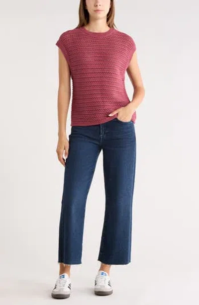 Melrose And Market Short Sleeve Pointelle Knit Sweater In Pink