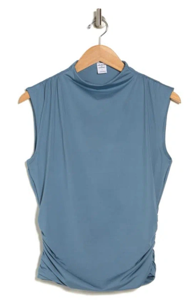 Melrose And Market Sleeveless Mock Neck Top In Blue Provincial