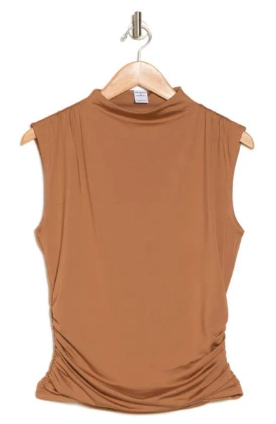 Melrose And Market Sleeveless Mock Neck Top In Tan Lion