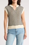 Melrose And Market Split Neck Sleeveless Sweater In Neutral