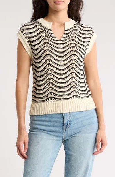 Melrose And Market Split Neck Sleeveless Sweater In Neutral