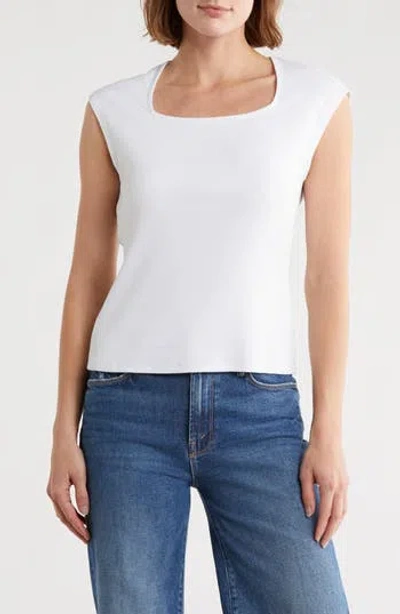 Melrose And Market Square Neck Top In White