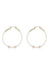Melrose And Market Stone Accented Hoop Earrings In Blush- Gold