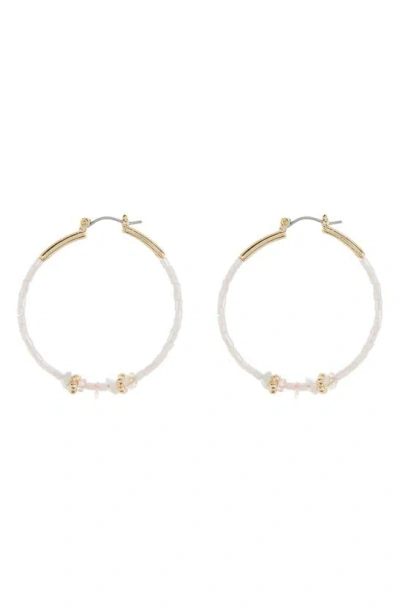 Melrose And Market Stone Accented Hoop Earrings In Blush- Gold