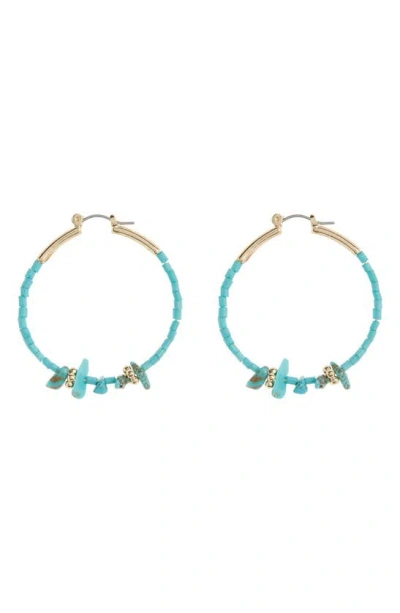 Melrose And Market Stone Accented Hoop Earrings In Turquoise- Gold
