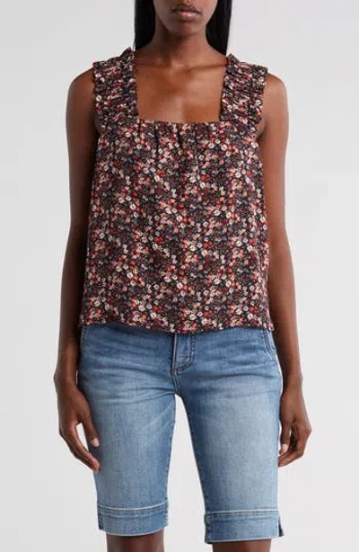 Melrose And Market Stretch Strap Tank In Black- Red Floral