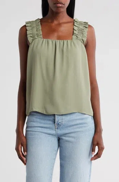 Melrose And Market Stretch Strap Tank In Olive Acorn