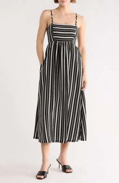 Melrose And Market Stripe Babydoll Midi Dress In Multi
