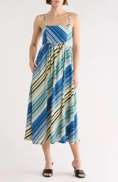 Melrose And Market Stripe Babydoll Midi Dress In Multi