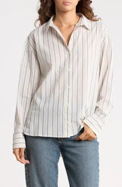 Melrose And Market Stripe Button-up Shirt In Neutral