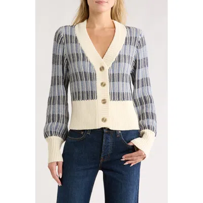 Melrose And Market Stripe Cardigan In Blue
