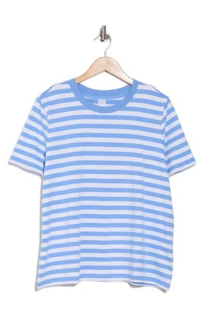 Melrose And Market Stripe Crewneck T-shirt In Blue White Patricia Stripe
