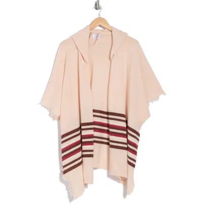 Melrose And Market Stripe Hooded Ruana In Tan Combo