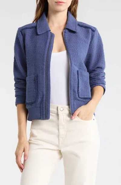 Melrose And Market Textured Bomber Jacket In Blue