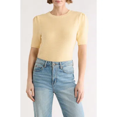 Melrose And Market Textured Stitch Short Sleeve Sweater In Yellow