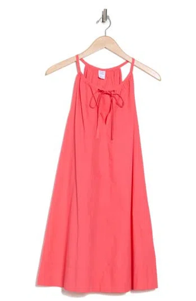 Melrose And Market Tie Neck Sleeveless Poplin Dress In Pink Paradise