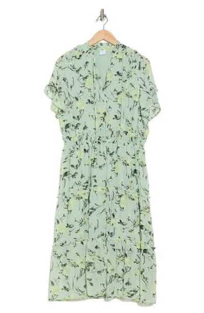 Melrose And Market Tiered Midi Dress In Green Celadon Prim Bloom