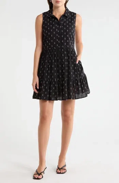 Melrose And Market Tiered Sleeveless Shirt Dress In Black