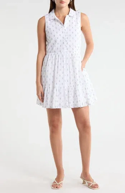 Melrose And Market Tiered Sleeveless Shirt Dress In White