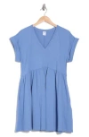 Melrose And Market V-neck Short Sleeve Minidress In Blue Beyond
