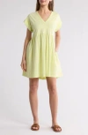 Melrose And Market V-neck Short Sleeve Minidress In Green Luminary