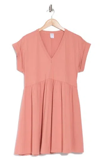 Melrose And Market V-neck Short Sleeve Minidress In Pink Desert